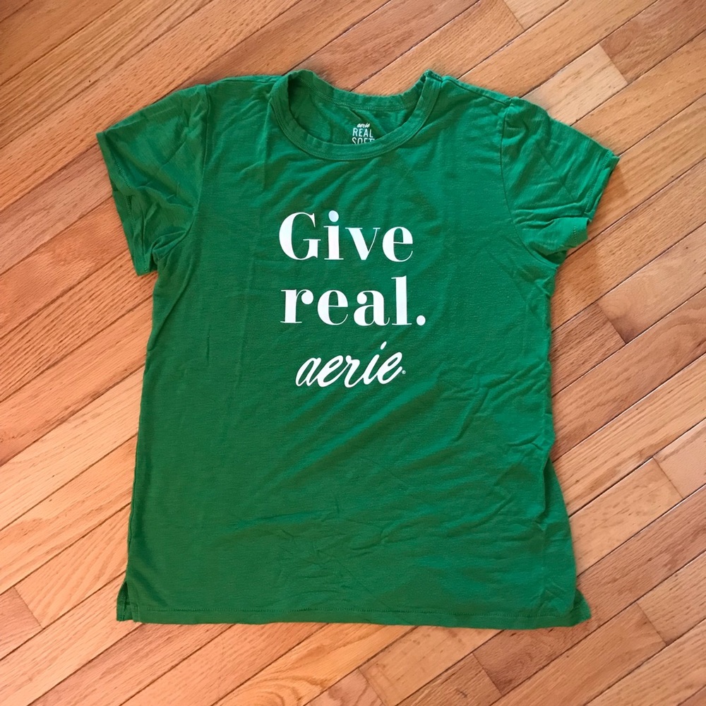Aerie Green Real Soft T-shirt, medium